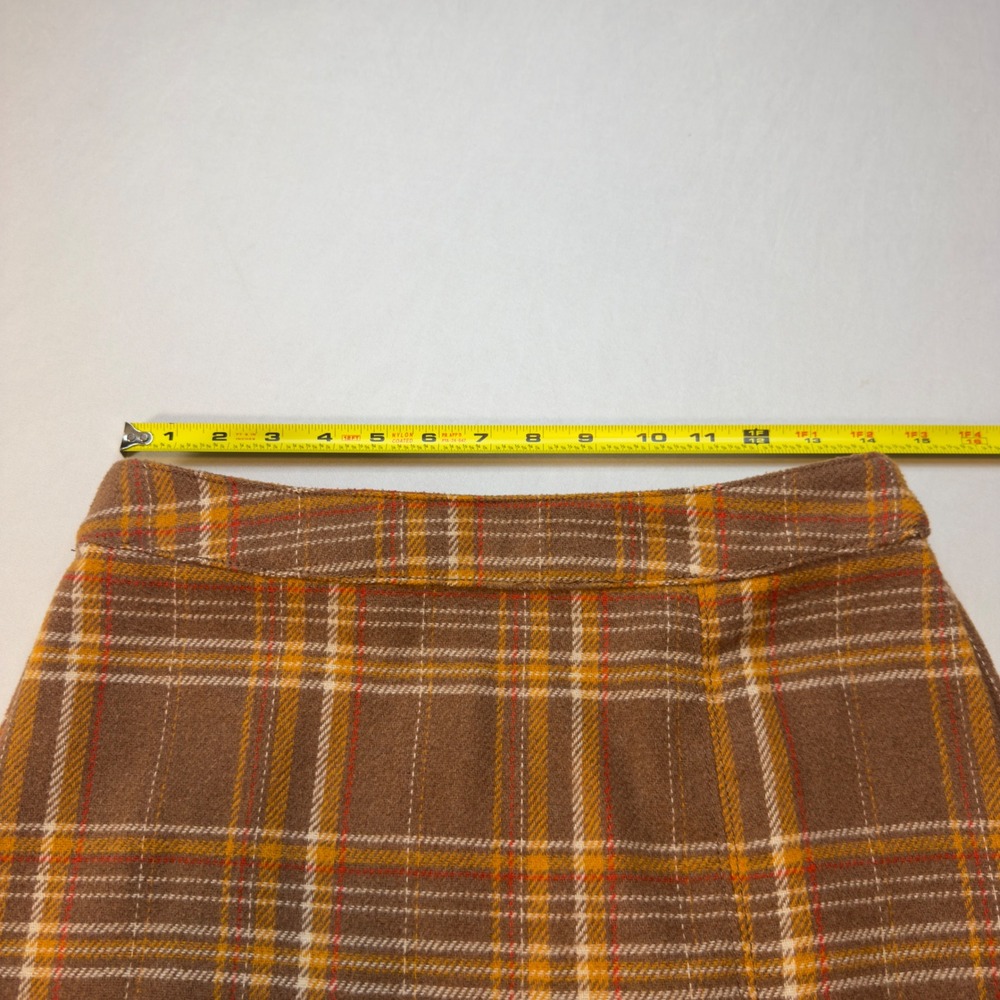 Tinseltown Brown Plaid Mini Skirt EUC Slit Womens M Preppy Retro 90s VTG Style - Picture 8 of 9